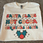Santa Claus, hot cocoa, Christmas lights