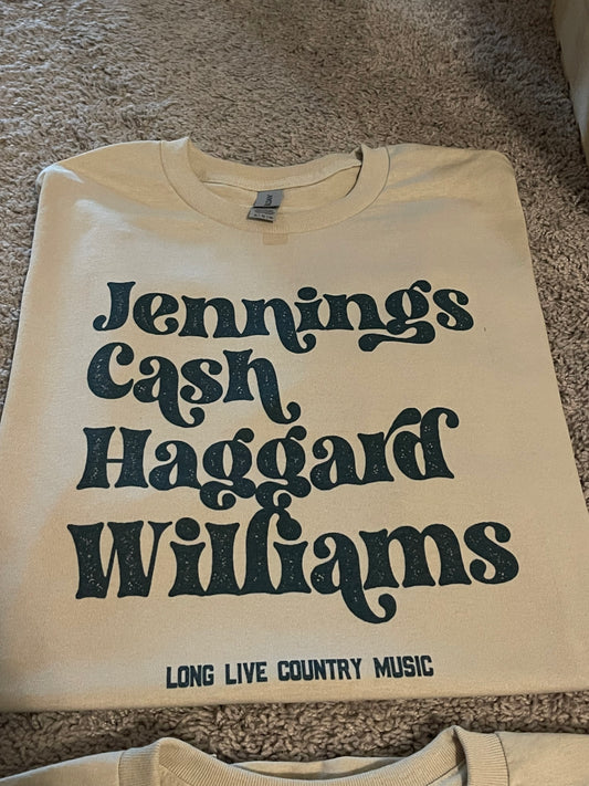 Jennings. Cash. Haggard. Williams.