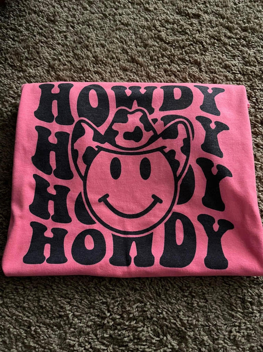 HOWDY with smiley cowboy hat